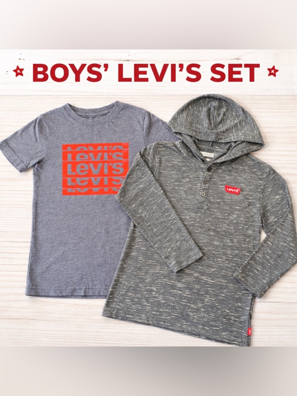 Levi’s Boys Hoodie T-Shirt Set | Lot | Bundle | Size Medium 7/8